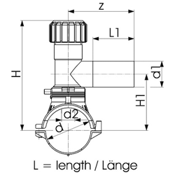 Схема седелки электросварной ПНД (ПЭ) GEORG FISCHER, SDR 11, 75x20 мм, Elgef Plus поворотная 360°