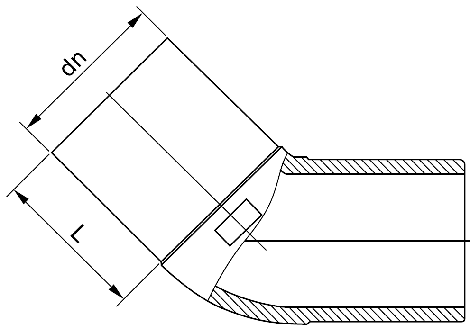 Схема отвода литого 45 гр. SDR 11, 75 мм